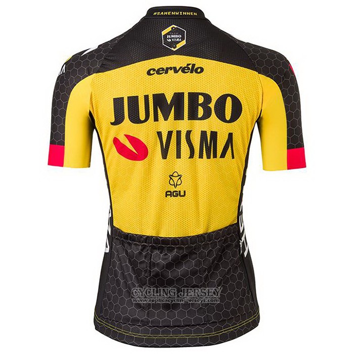 2021 Cycling Jersey Women Jumbo Visma Black Yellow Short Sleeve And Bib Short
